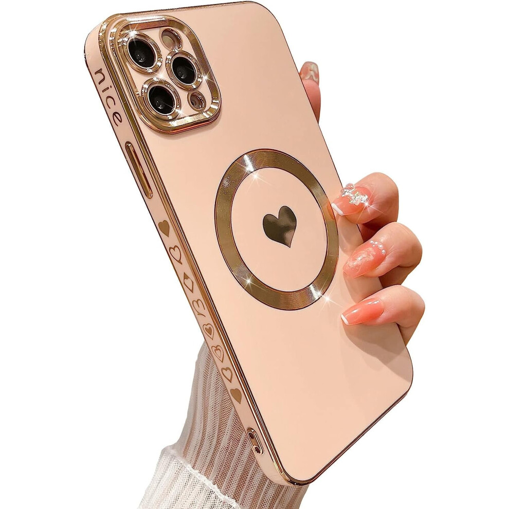 Plating Heart Magsafe Case For Iphone 11 Pro MaxâTpu Shockproof, Camera-Protective, Pink 9043876435294