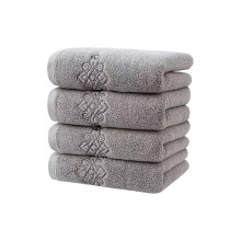 4Pcs Solid Color Cottons Towel Household Absorbent Adult Face Towel Suitable for Bathroom(Gray)