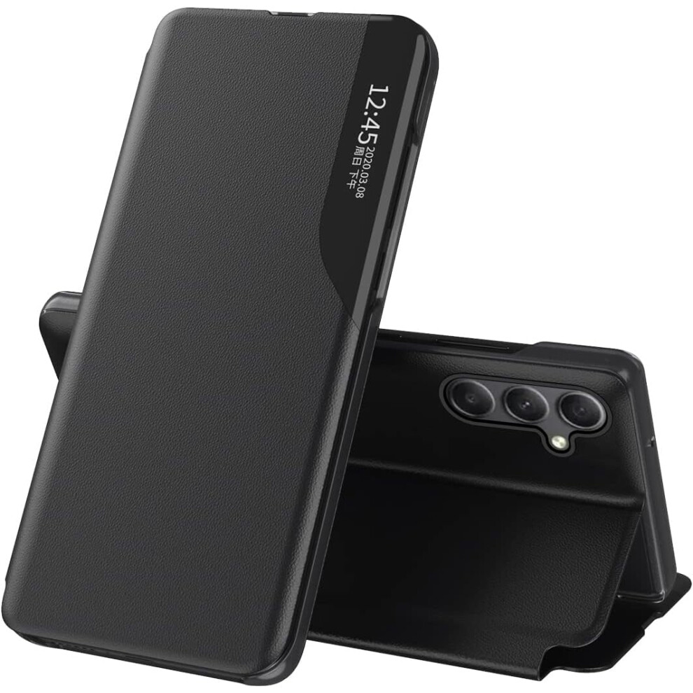 Clear View Leather Flip Case With Kickstand & Magnet For Compatible With Samsung Galaxy A14 5G Â Shockproof, Black 9180333272181