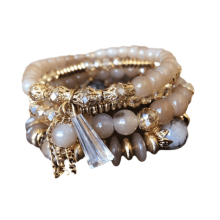 Beaded Bracelets Multilayer Bead Bracelet Charm Stackable Women Bohemian Bracelet Statement Bracelets for Daily Wear Birthday Khaki