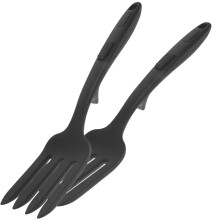 Tenedor ergonómico de silicona, negro, para cocina y comedor, 2 unidades