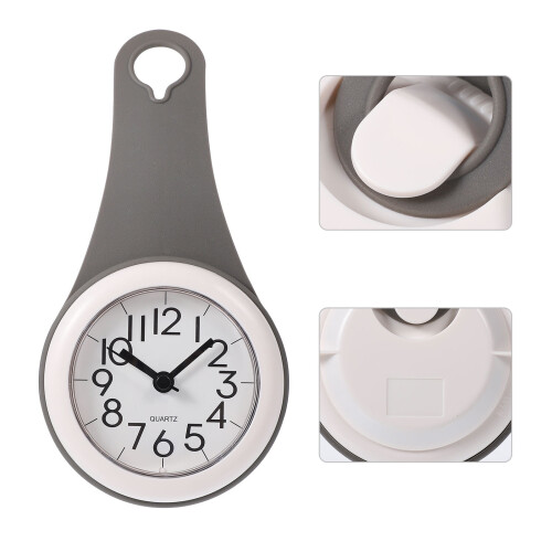 Bathroom Clock Grey Wall Decor 20.5x10.5 cm
