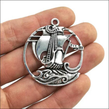 3/10/30/100pc retro style Pirate ship alloy charms pendants 43x38mm-ancient silver-10pcs