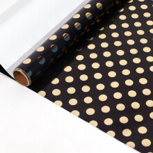 Carta da regalo nera e oro 43x300 cm con pois, bouquet, confezioni regalo per Natale, San Valentino, compleanni, decorazioni.
