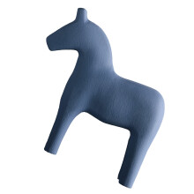 Hand Painted Pinewood Wooden Horse Figurine Blue S for Office/Table Decor