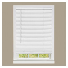 1" Vinyl Cordless Room Darkening Blinds, 64L x 34W", Manual Pull-Up, Blackout & Privacy, White, Ceiling/Outside Mount
