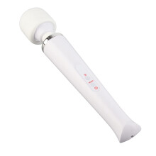 Massaggiatore a bacchetta ricaricabile impermeabile, 8 livelli, bianco, alimentato via USB