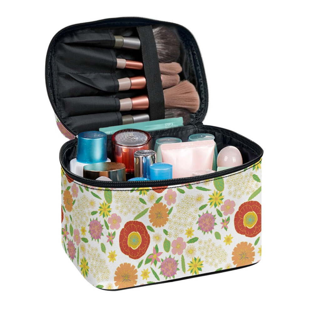 Polyester Cosmetic Bag Make Up Organizer Case Floral Garden Case Brush Protectors With Brush Storage Portable Traveling