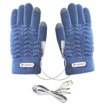 1 Pair Heated Full-Finger Knitting Mittens, Windproof USB Electric Gloves, Touchscreen-Compatible, Washable, Portable Constant-Temp Warmers –