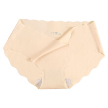 Women Briefs Comfortable Excellent Elasticity Ice-silk Seamless Mid Waist Ladies Underwear for Daily,Skin Color,M