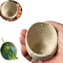 Ceramic Herb Stripper Bowl, Handmade Pottery Tool for Dishwasher & Microwave – 1PCS