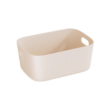 Beige Plastic Open Home Storage Bins Organizer Baskets, Medium Container Boxes for Organizing Closet Shelves Drawer Shelf (9.8" x 6.5" x 3.9")