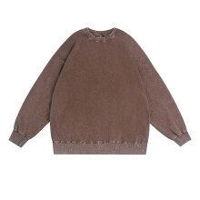 Felpa girocollo basic da uomo, felpa retrò senza cappuccio con spalle scese effetto invecchiato, pullover girocollo lavato, taglia grande