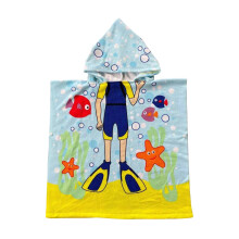 Kids Hooded Bath Towel, Soft Cotton Poncho, Super Absorbent Cartoon Design, 47.2x23.6in, Compatible with Kids