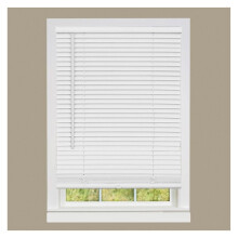 1" Vinyl Slats Cordless Room Darkening Blinds, 64L x 31W", Manual Pull-Up, Blackout Privacy, White, Ceiling/Outside Mount