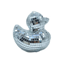 Cute Duck-Shaped Mirror Disco Ball, 3.74" Reflective Table Decor for 70s/80s Party, Wedding, Home – Silver