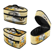 Portable Steam Iron Storage Case Zipper Closure Portable Steam Iron Case with Handle and Zipper Puppy and Sunflower Pattern(Case Only)