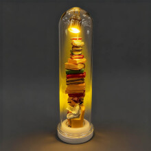 Leeslampje voor 's nachts – Miniatuur sculptuur voor boekenliefhebbers met LED-verlichting