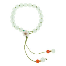 Jade Bead Small Peach Blossom Bracelet Female Beaded Girlfriends Retro National Style Braided Rope Niche Design Jewelry