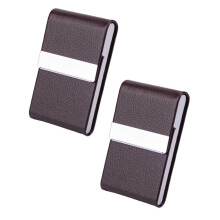 Opruiming visitekaartjeshouder van PU-leer, slanke metalen etui met sluiting – 2 stuks, minder dan $6, geschikt voor standaard visitekaartjes