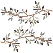 Fém falikép – Olajfa levél mintával, 29x16 cm, Vas, Elegáns és Tartós, Könnyen Felakasztható, Otthonra/Irodára/Konyhára