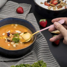 WZXPWT roestvrijstalen lepel, schattige soeplepel met lange steel, veelzijdige ronde lepel voor aan tafel, duurzame dessertlepel voor thuisgebruik