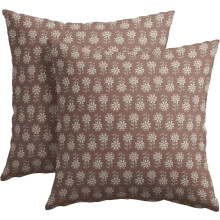 Lot de 2 housses de coussin carrées vintage 40x40 cm, imprimé floral marron, motif neutre, pour canapé, décoration intérieure et extérieure