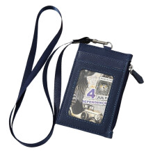 PU Leather Neck Lanyard - RFID Blocking Badge Wallet with Detachable Strap for ID Cards & Work Access