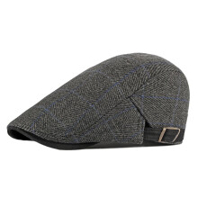 Beretă tricotată din bumbac pentru bărbați, toamnă și iarnă, șapcă retro britanică, cu vârf, pentru femei, în carouri, avans