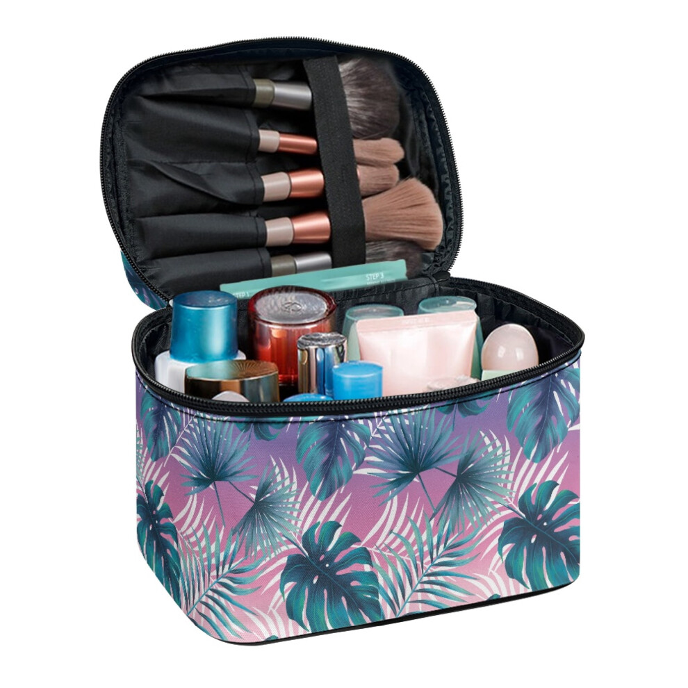 Leaf Pattern Portable Travel Cosmetic Case Organizer Handheld Lightweight Home Female Birthday