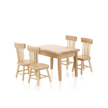 Dollhouse Mini Furniture Set Dining Table And Chairs Realistic Design Fine Craftsmanship Wooden Dollhouse Decoration Accessories Role Playing Games