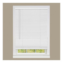 1" Vinyl Cordless Room Darkening Blinds, 64"L x 30"W, Manual Pull-Up, Ceiling/Outside Mount, White, Compatible with Standard Windows