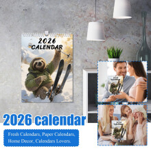 2026 Sloth Wall Calendar – Family Planner, Thick Paper, Wire-Bound, Farmyard Art Décor, Compatible with Home & Office