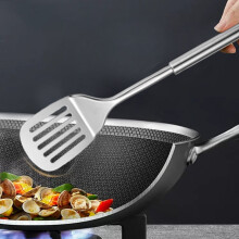 Stainless Steel Spatula with Round Pipe Handle, Slotted Spoon and Kitchen Cooking Utensils for Stirring, Frying, and Serving in the Kitchen