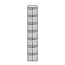 Over The Door Shoe Organizer with 14 Large Mesh Pockets and 4 Hooks, Transparent Fabric Hanging Shoe Rack Storage Bag for Bedroom,a