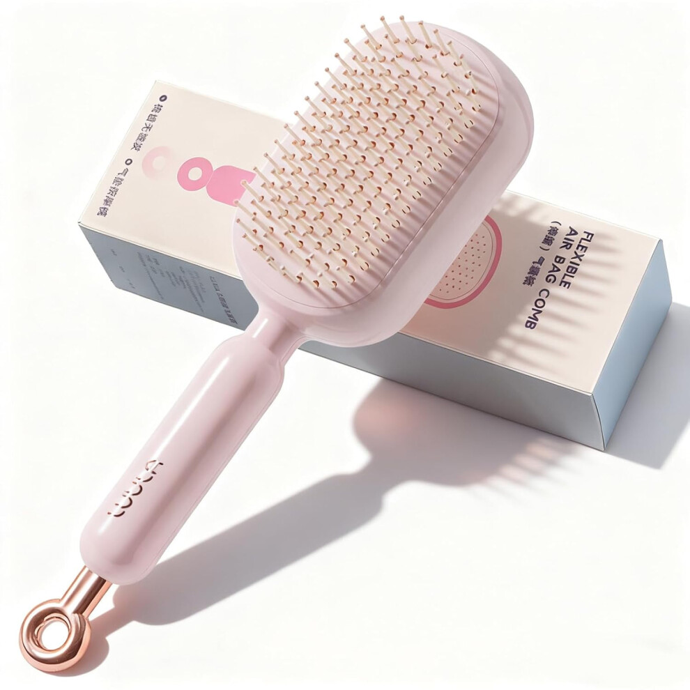 Retractable Cushion Massage Comb, Self-Cleaning Retractable Hair Brush with Scalp Massage for All Hair Types