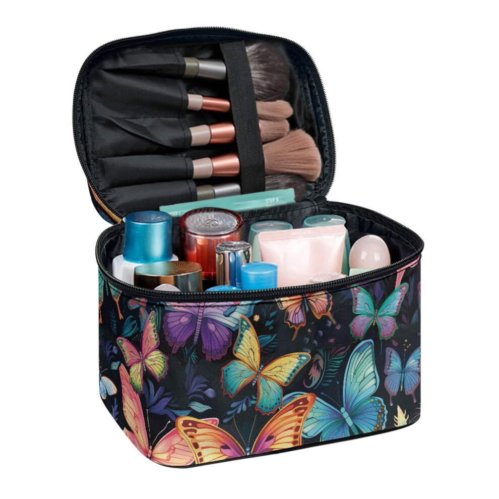 Colorful Butterfly Pattern Butterflies Travel Wash Cosmetic Bag Small Makeup Bag for Girls Travel Portable Effortless Organization