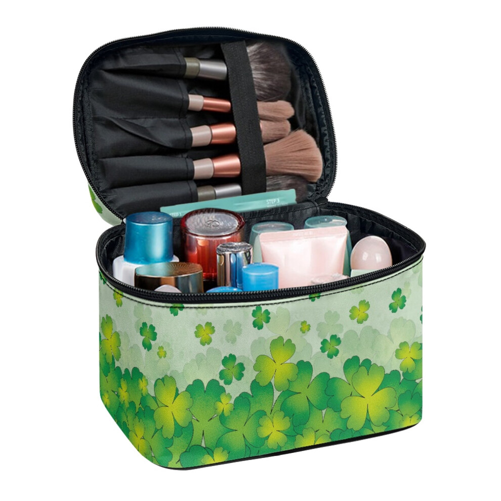 Clover Pattern Cosmetic Case Polyester Portable Makeup Bag Desktop for Men and Women