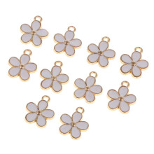 10Pcs Enamel Flower Charms Pendants for Jewelry Making Bracelets DIY White