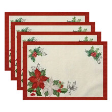 DAMAI Christmas Placemats Set of 4, 12x18 in, Washable Red Holiday Table Mats for Home & Dining Room – Compatible with Xmas Decor