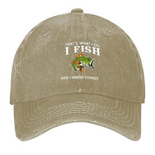 Șapcă de baseball cu bor curbat reglabil, lavabilă vintage, cu mesajul „That's What I Do I Fish, And I Know Things” (Asta fac eu, pescuiesc