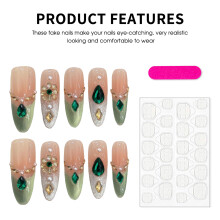 (2856) 10PCS Green Cat Eye Fake Nails for Girls