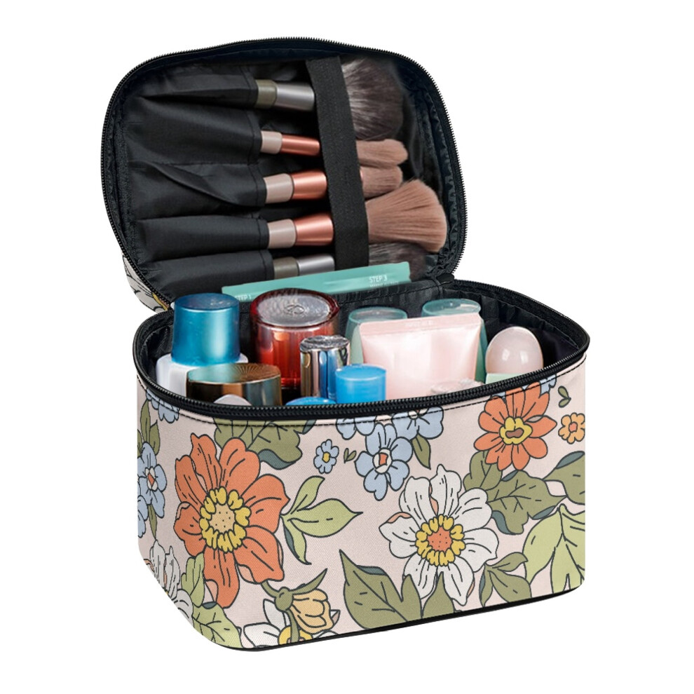 Light Vintage Floral 8.86 X 6.5 X 5.9 Inches Makeup Cosmetic Bag Gift