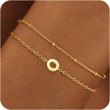Gold Initial Bracelet for Women Trendy Jewelry - 18K Gold Plated Layered Letter Bracelet Dainty Gold Initial Charm Bracelet for Women Jewelry Gifts