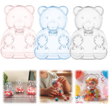 Bear Shaped Storage Jars Candy Box 12Pcs Plastic Clear Bear Snack Box for Valentines Day Gift Wedding Candy Favors Holiday Party Decorations
