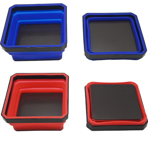 Magnetic Tool Tray Small Parts Organizer Double Magnet Red