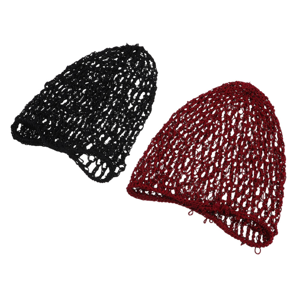 Topbathy Sleep Hairnet Crochet Sleeping Hair Net Black 2pcs