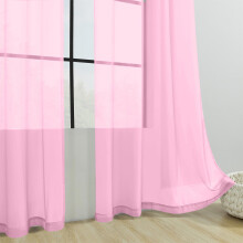 Rideaux semi-transparents unis – Panneaux de rideaux à double cordon en polyester avec œillets, rose
