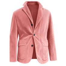 Herenjas/vest van effen corduroy met warme zakken, casual model, roze, maat M