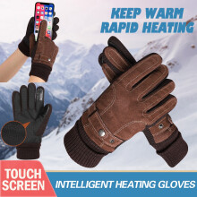 Winter Fashion Leather Gloves for Men, Finger Touchscreen Men'S Leather Gloves Imitation Washed Leather Padded And Thickened Warm Riding Gloves